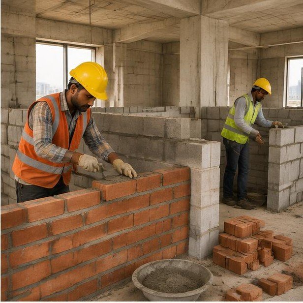 Construction work package visualization: Masonry & internal partitions for Corporate & Workplace