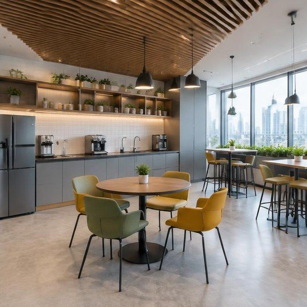 Design concept visualization of pantry / breakout area for corporate & workplace