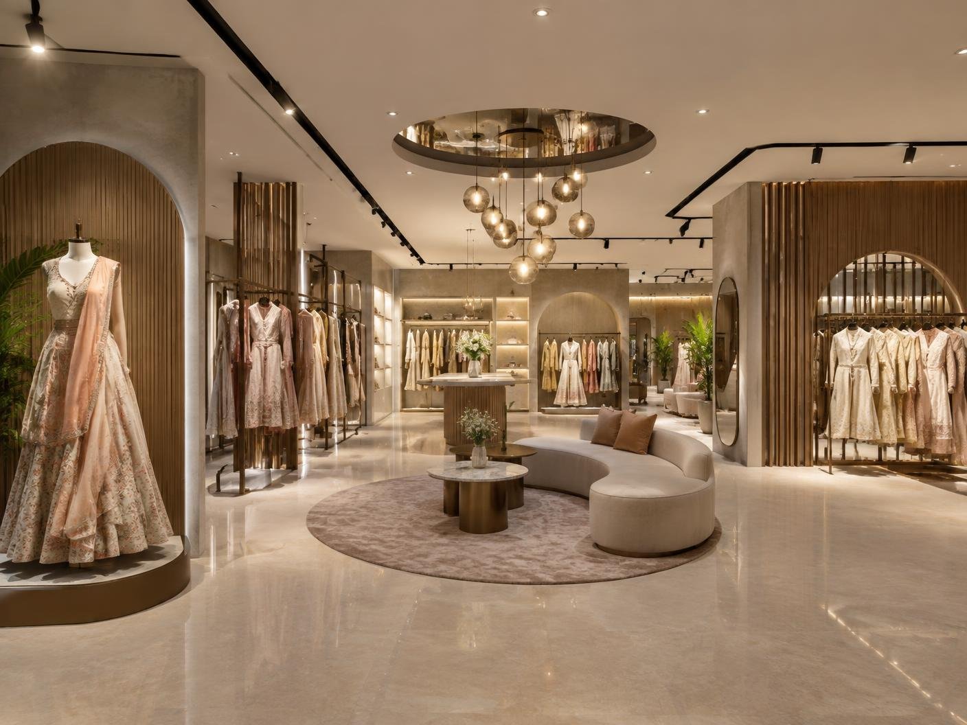 Premium retail showroom with custom display fixtures