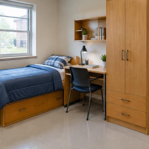 Hostel furniture produced by Woods Genie for education spaces