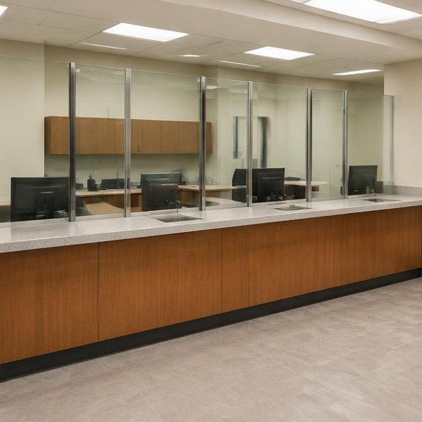 Public service counters produced by Woods Genie for government institutions spaces