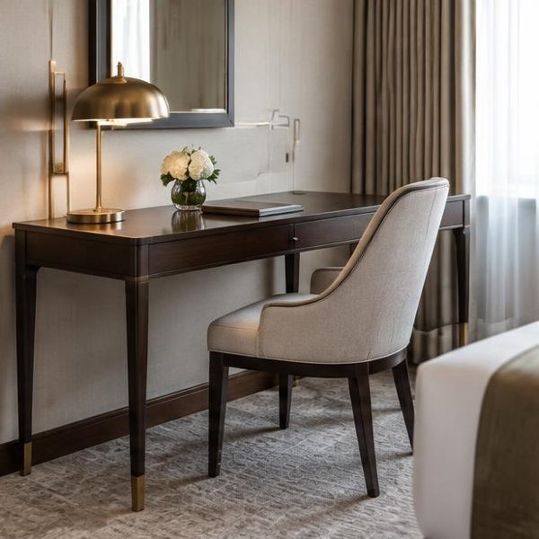 Guest room writing desks produced by Woods Genie for hotels hospitality spaces
