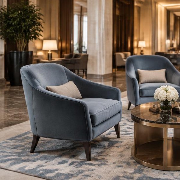 Lobby lounge chairs produced by Woods Genie for hotels hospitality spaces