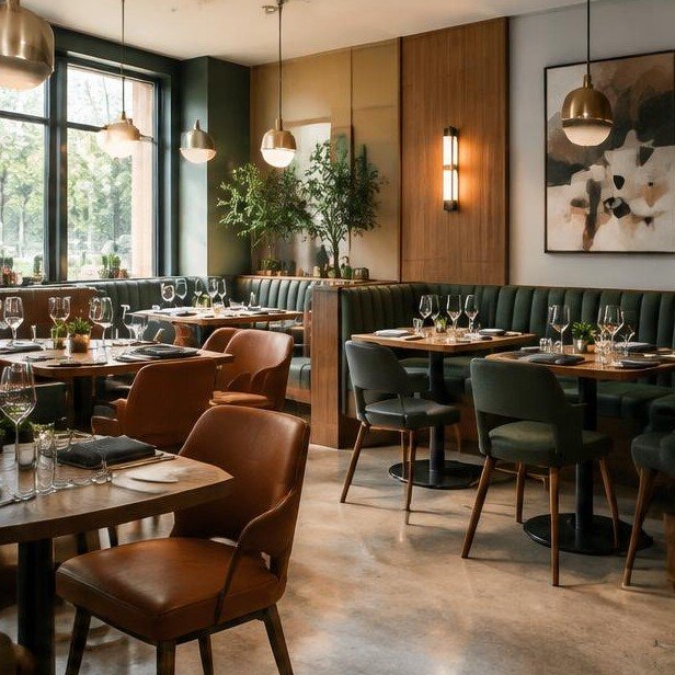 Design concept visualization of dining seating for restaurants & f&b